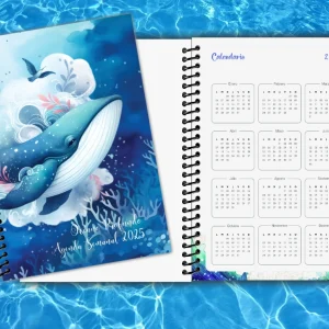 Agenda Semanal Océano Profundo 2025 en color y encuadernación en espiral