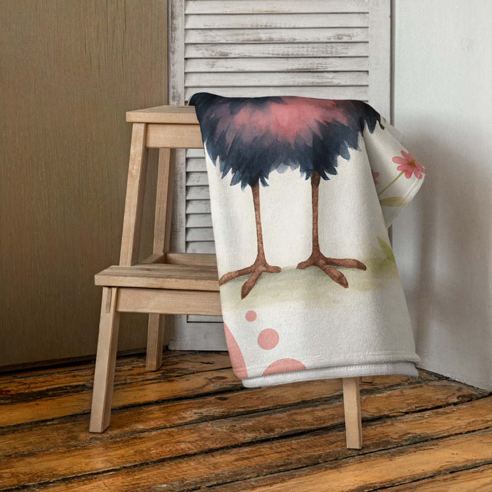 Toalla de baño y playa con un divertido y alocado pájaro de color azul - Bruno, el zombi mañanero - Imagen 2