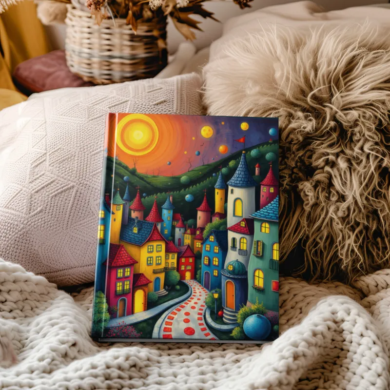 Fondos de Pintura Digital de Pueblo Expresionista de Fantasía Coloristas - Para pósters, cuadros, postales, dispositivos y creaciones artísticas - Imagen 4