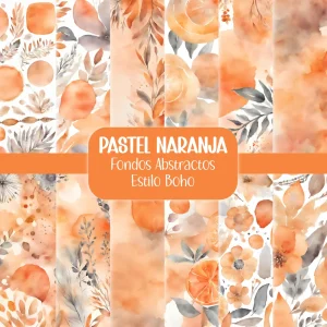 Fondos Acuarela Boho Pastel Naranja - Colección Abstracta Otoñal