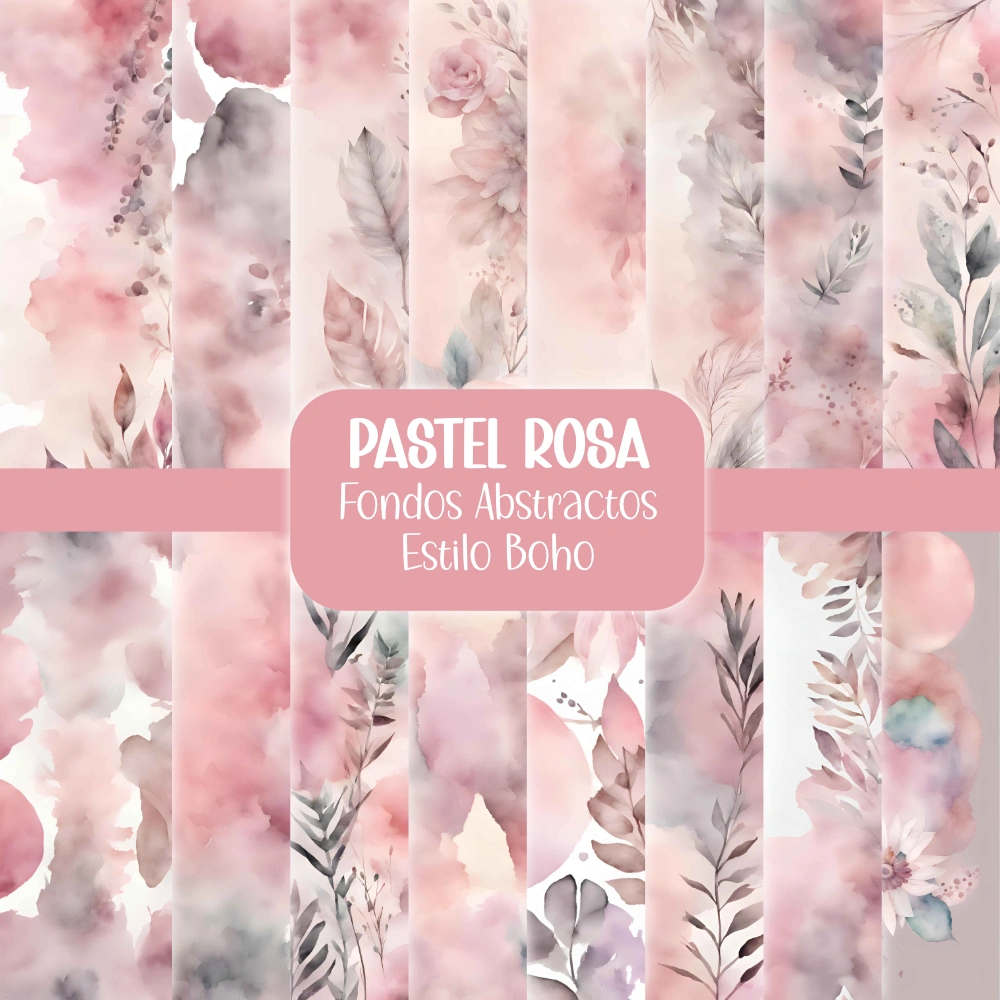 Fondos Acuarela Boho Pastel Rosa - Colección Abstracta Primaveral