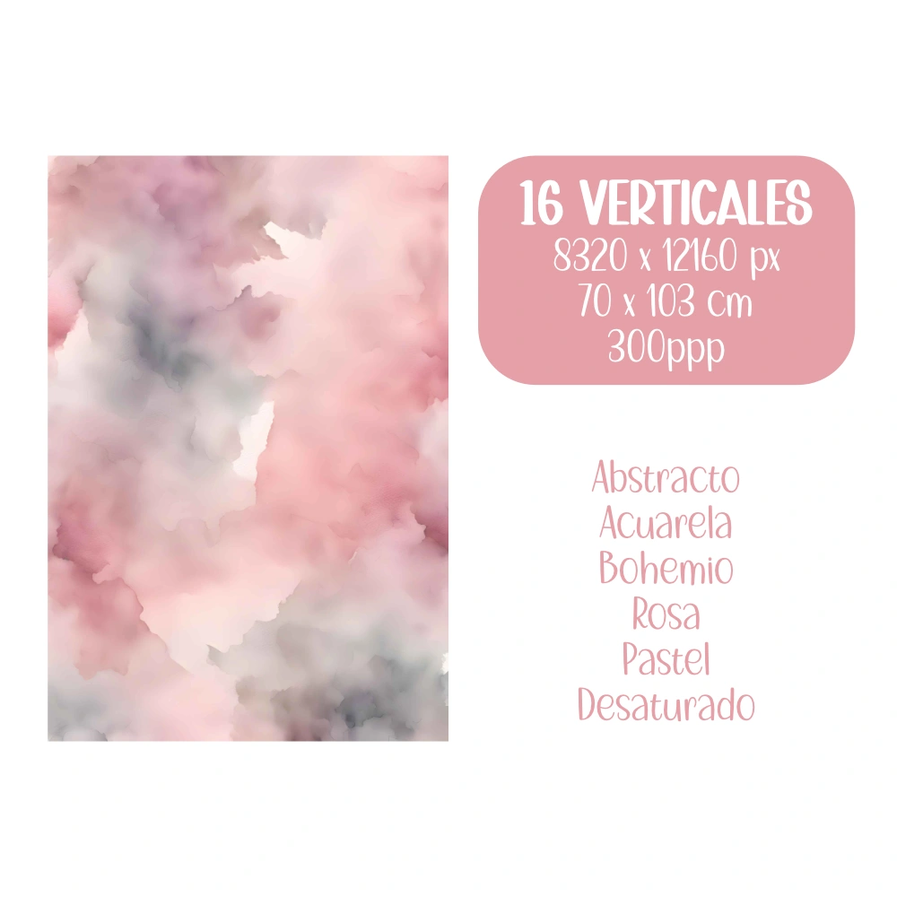 Fondos Acuarela Boho Pastel Rosa - Colección Abstracta Primaveral - Imagen 2