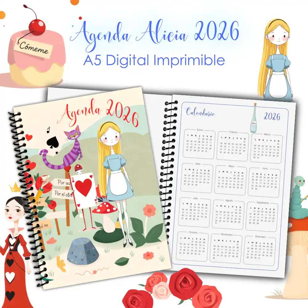 Agenda Alicia en el País de las Maravillas 2026 – Digital e Imprimible - Imagen 2