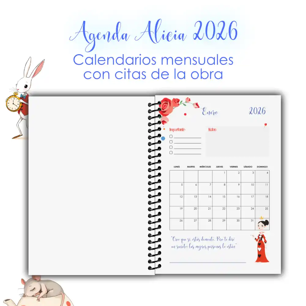 Agenda Alicia en el País de las Maravillas 2026 – Digital e Imprimible - Imagen 3
