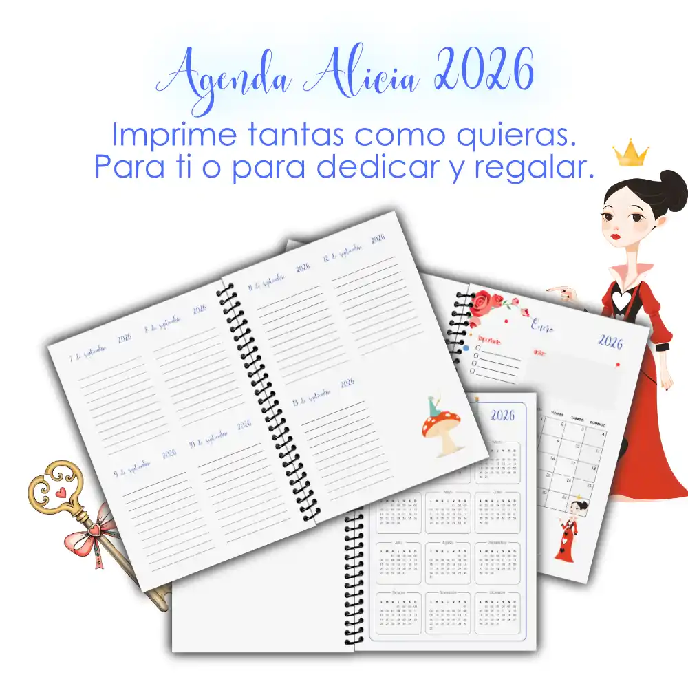 Agenda Alicia en el País de las Maravillas 2026 – Digital e Imprimible - Imagen 5