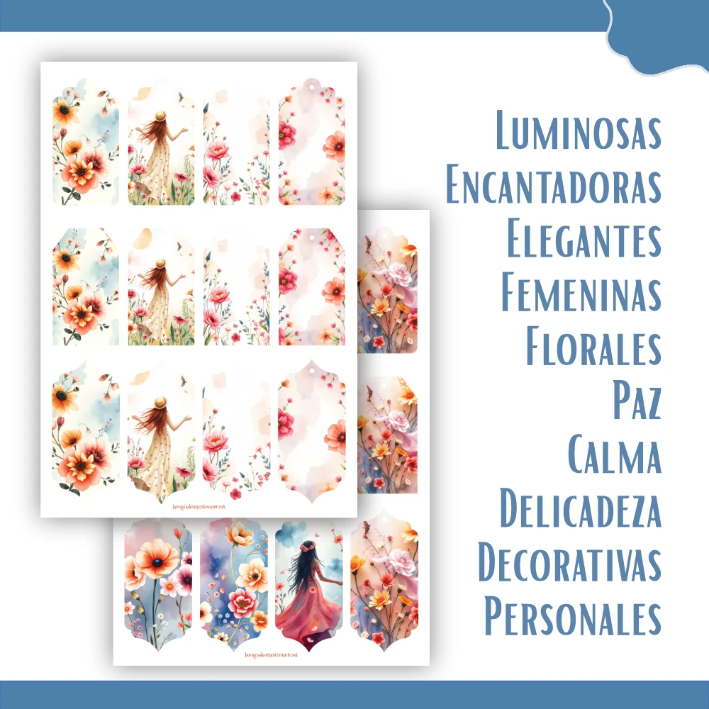 Etiquetas florales imprimibles - 60 diseños - Imagen 4
