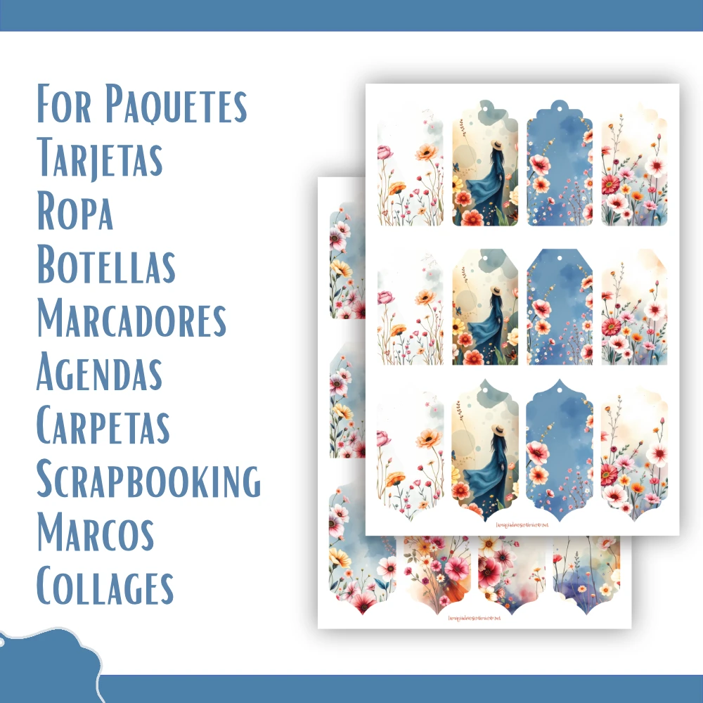 Etiquetas florales imprimibles - 60 diseños - Imagen 5