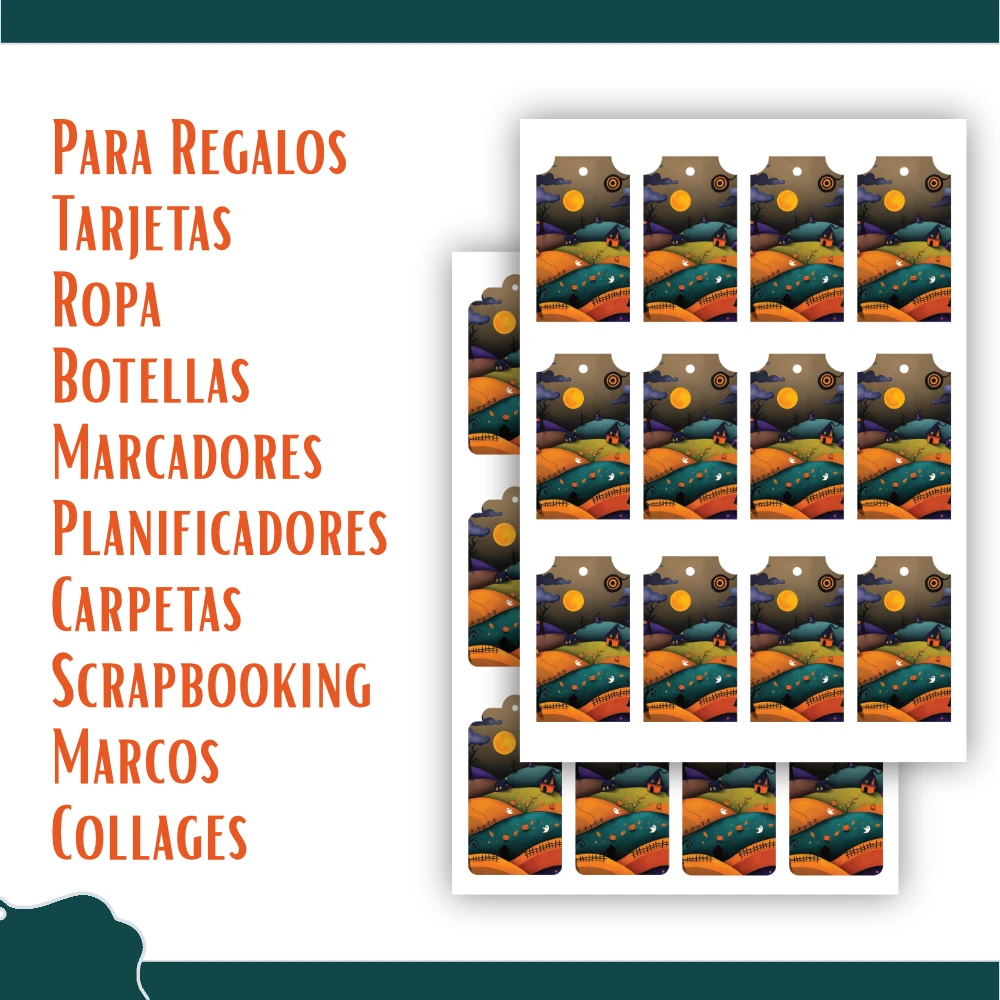 Etiquetas imprimibles de Halloween para decorar, regalar y compartir - Verde - Imagen 11