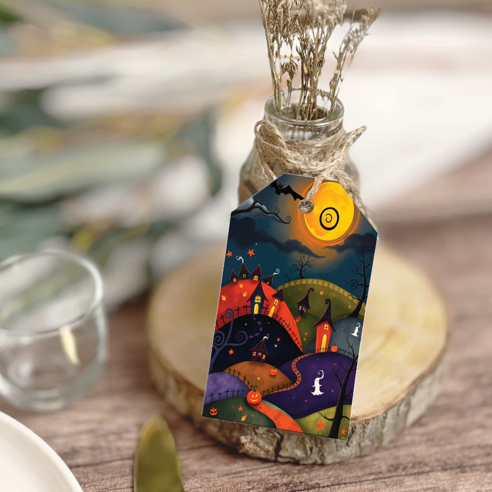 Etiquetas imprimibles de Halloween para decorar, regalar y compartir - Morado - Imagen 3