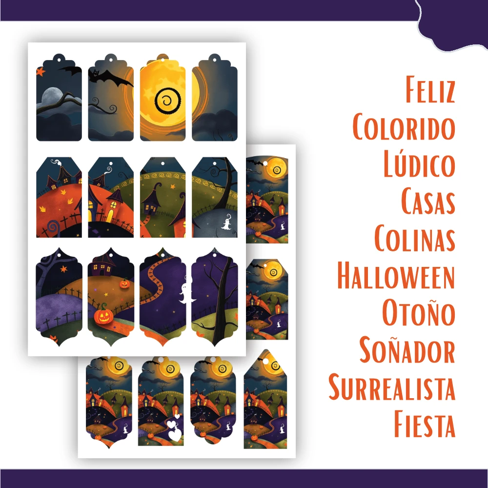 Etiquetas imprimibles de Halloween para decorar, regalar y compartir - Morado - Imagen 12