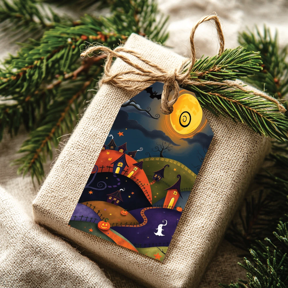 Etiquetas imprimibles de Halloween para decorar, regalar y compartir - Morado - Imagen 2