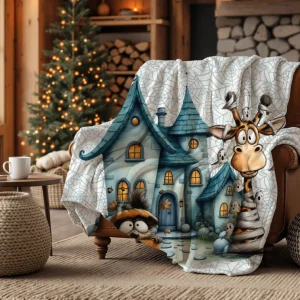 Manta polar de Halloween con divertido diseño de momia jirafa, calabaza, murciélagos, ardilla, fantasmas y telas de araña