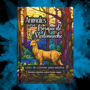 Animales en el Bosque de Medianoche - Libro de colorear para adultos, con contraste de blanco sobre negro