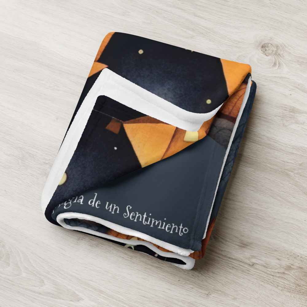 Manta polar de Halloween con calabazas, casitas y dulce niño con gorro - Imagen 9