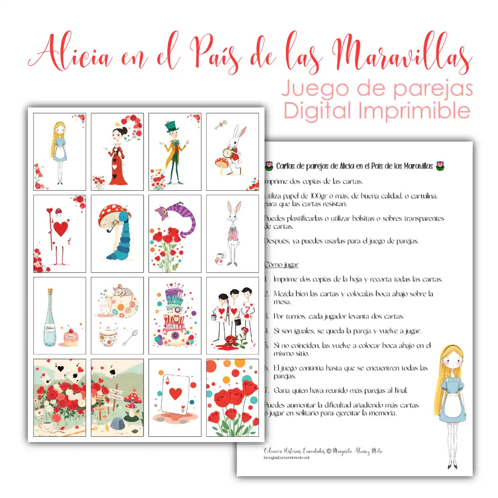 🌺 Juego de Memoria – Alicia en el País de las Maravillas 🌺