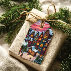 Etiquetas imprimibles de Navidad con Casas de Cuento - Colección Completa 144 diseños