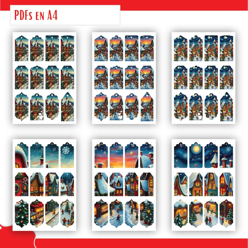 Etiquetas imprimibles de Navidad con Casas de Cuento - Colección Completa 144 diseños - Imagen 7