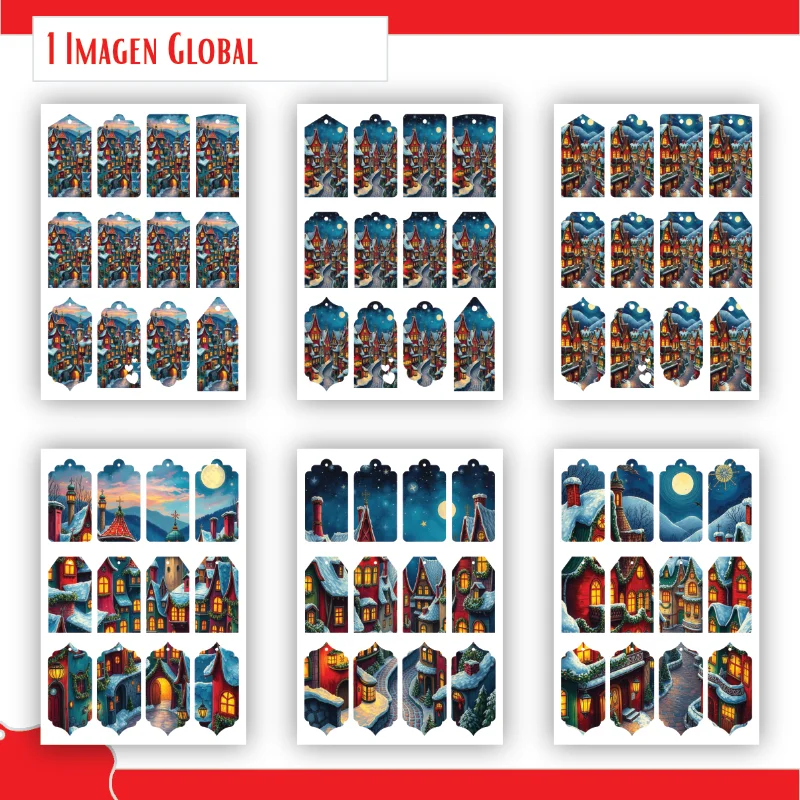Etiquetas imprimibles de Navidad con Casas de Cuento - Colección Completa 144 diseños - Imagen 5