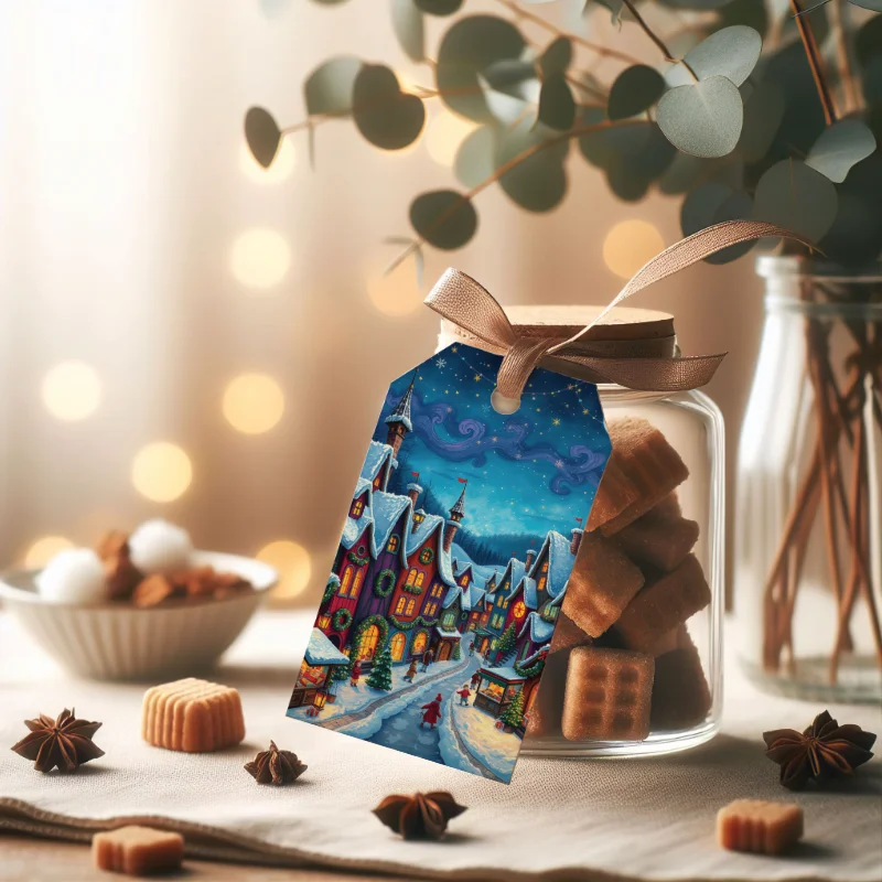 Etiquetas imprimibles de Navidad con Casas de Cuento y cielo azul - Imagen 8