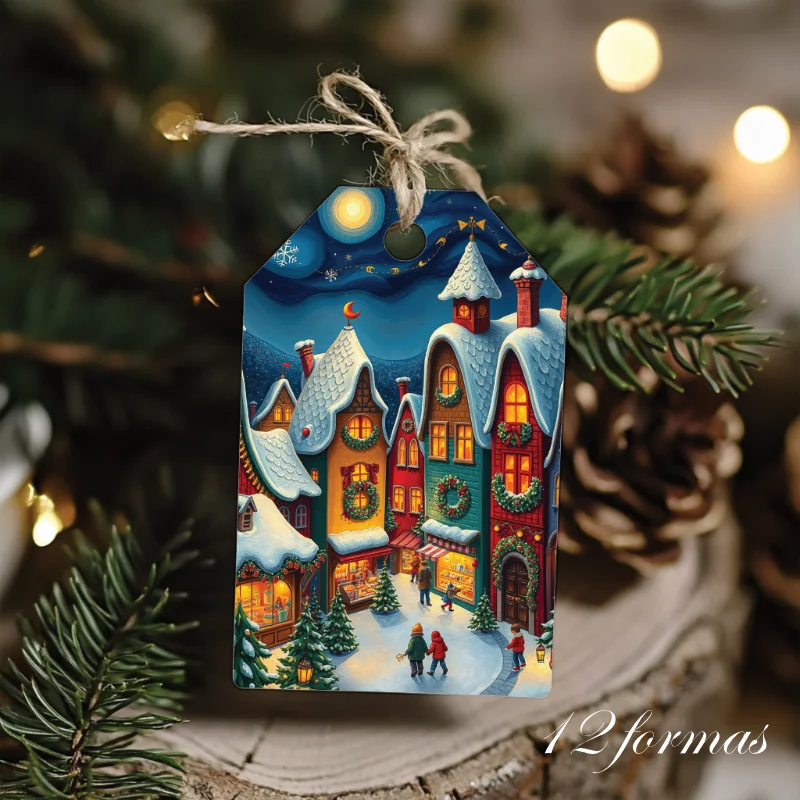 Etiquetas imprimibles de Navidad con Casas de Cuento - Colección Completa 144 diseños - Imagen 9