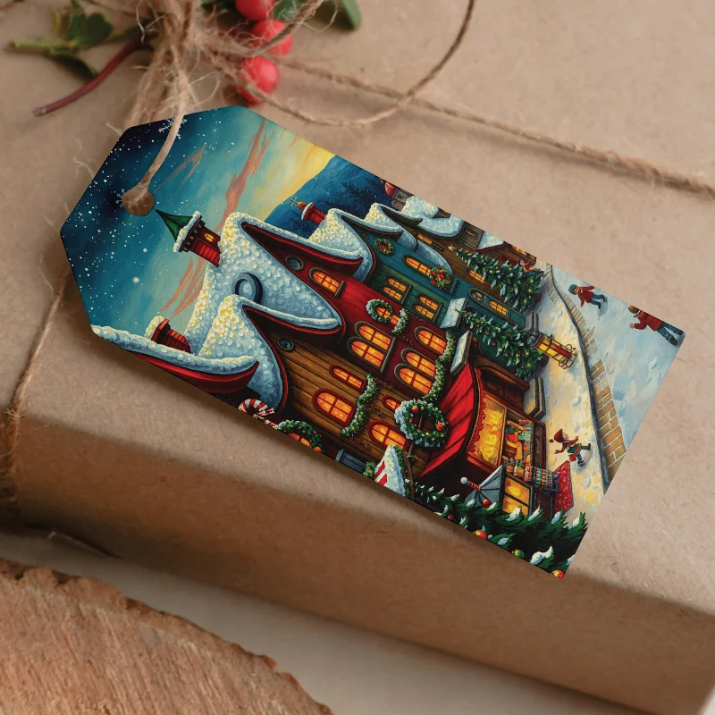 Etiquetas imprimibles de Navidad con Casas de Cuento - Colección Completa 144 diseños - Imagen 4