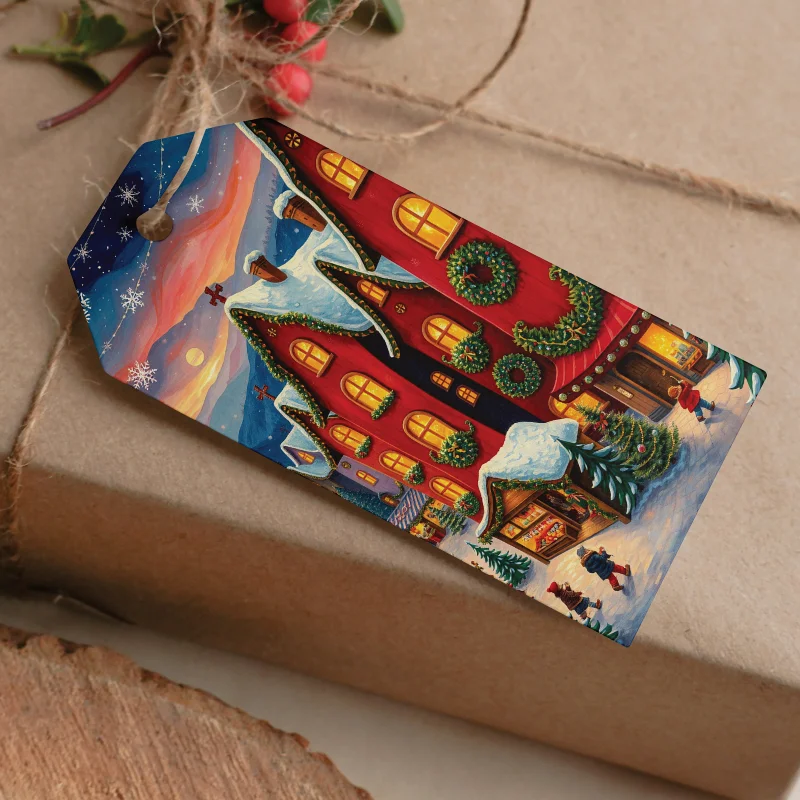 Etiquetas imprimibles de Navidad con Casas de Cuento Rojas - Imagen 7