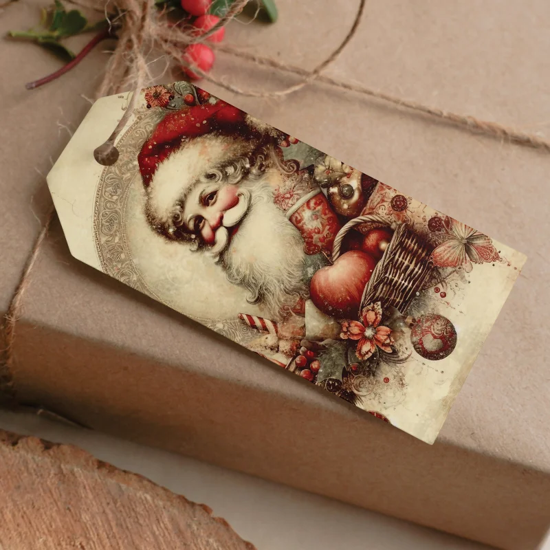 Etiquetas imprimibles de Navidad de estilo Vintage dorado y tierra - Imagen 11