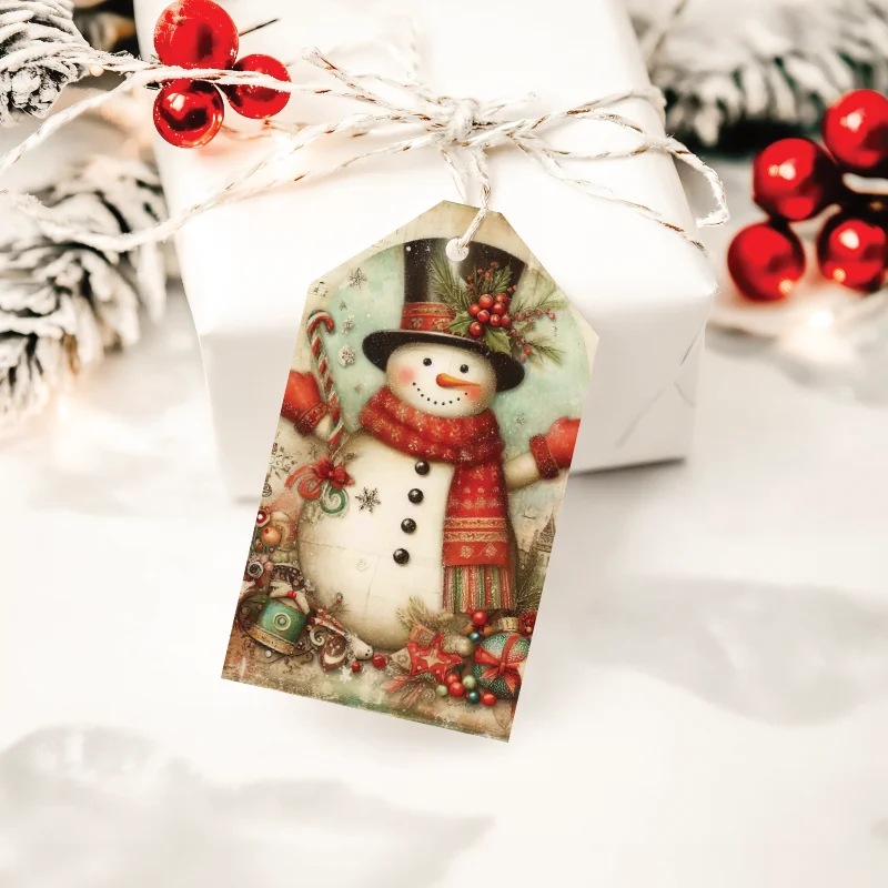 Etiquetas imprimibles de Navidad de estilo Vintage dorado y tierra - Imagen 10
