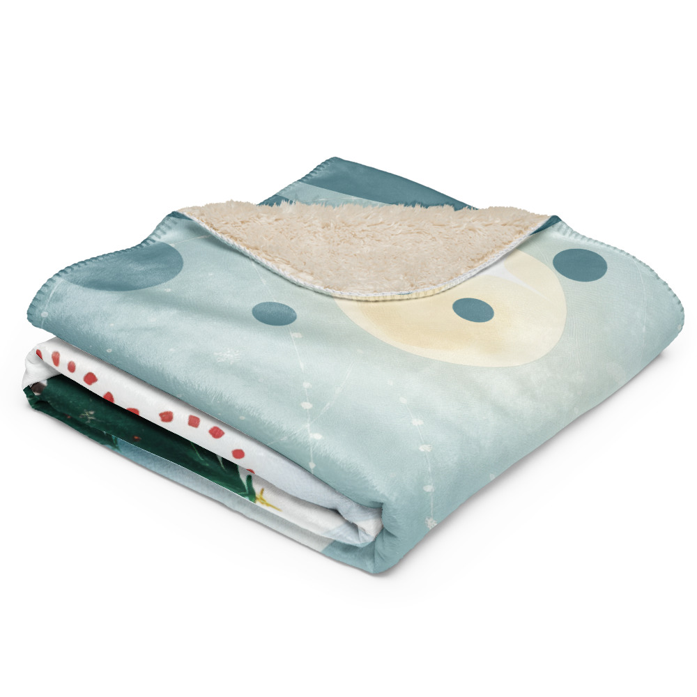 Manta con Paisaje de Invierno de Casas y Colinas con Guirnaldas de Estrellas - Imagen 4